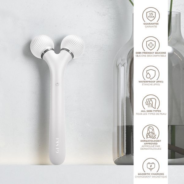 Електронний ультразвуковий ролик для обличчя GESKE Sonic Facial Roller 4в1 white HB0184 фото