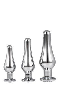DT21874 набір анальних пробок конічної форми Dream Toys GLEAMING LOVE PLEASURE SET SILVER DT21874 фото