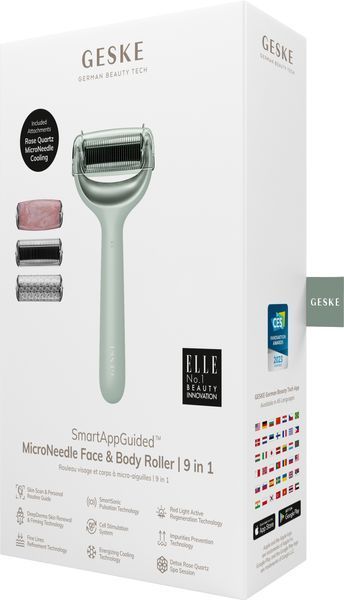 Ролер для голкової мезотерапії обличчя та тіла GESKE MicroNeedle Face&Body Roller 9в1 green HB0213 фото