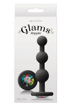 Анальна пробка з кристалом GLAMS RIPPLE RAINBOW Gem BLACK T280778 фото