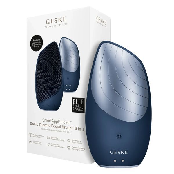 Електронна звукова термощітка для обличчя GESKE Sonic Thermo Facial Brush 6в1 midnight HB0080 фото
