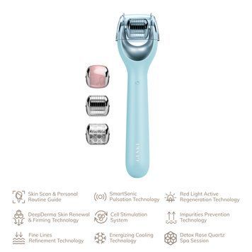 Електронний ролер для обличчя з мікроголками GESKE MicroNeedle Face Roller 9в1 turquoise HB0190 фото