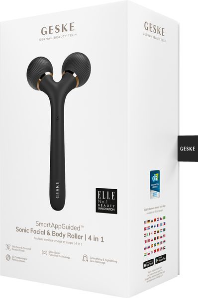 Електронний ультразвуковий ролик для обличчя та тіла GESKE Sonic Facial&Body Roller 4в1 gray HB0039 фото