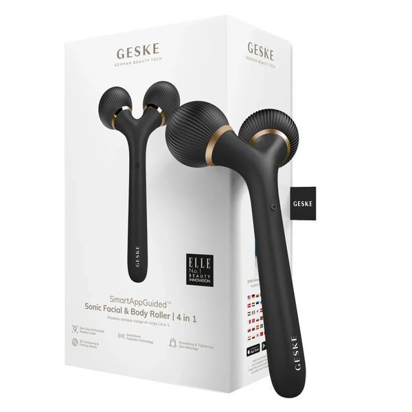 Електронний ультразвуковий ролик для обличчя та тіла GESKE Sonic Facial&Body Roller 4в1 gray HB0039 фото