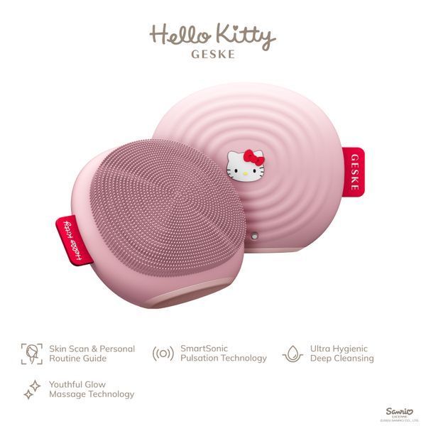Електронна звукова щітка для обличчя GESKE Sonic Facial Brush 4 в 1 Hello Kitty рожевий HB0243 фото