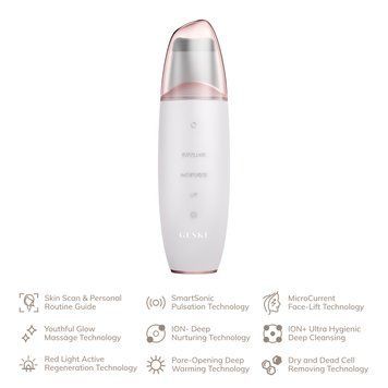 Мікрострумовий скрабер для шкіри та усунення чорних точок GESKE MicroCurrent Skin Scrubber & Blackhead Remover 9 в 1 пудровий HB0150 фото
