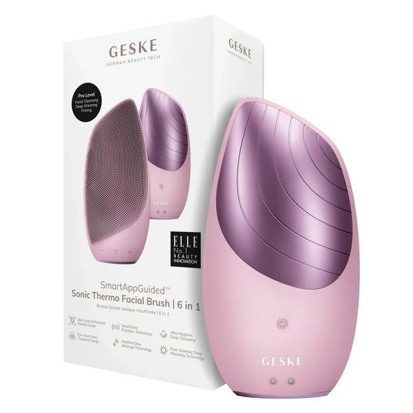 Електронна звукова термощітка для обличчя GESKE Sonic Thermo Facial Brush 6в1 pink HB0082 фото