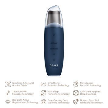 Мікрострумовий скрабер для шкіри та усунення чорних точок GESKE MicroCurrent Skin Scrubber&Blackhead Remover 9в1 midnight HB0150 фото