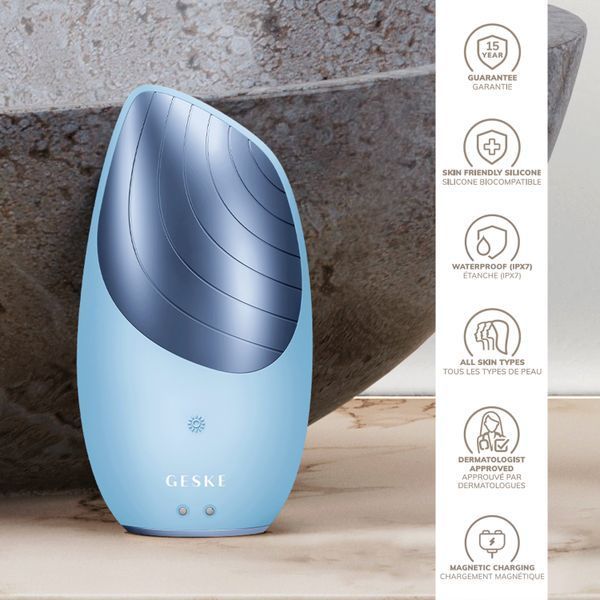 Електронна звукова термощітка для обличчя GESKE Sonic Thermo Facial Brush 6в1 aquamarine HB0080 фото