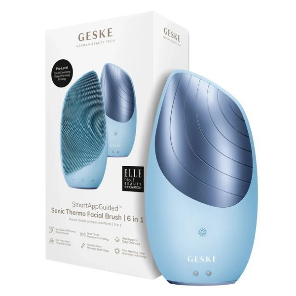 Електронна звукова термощітка для обличчя GESKE Sonic Thermo Facial Brush 6в1 aquamarine HB0080 фото