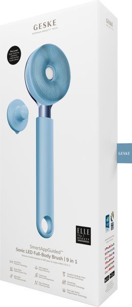 Звукова світлодіодна щітка для всього тіла GESKE Sonic LED Full-Body Brush&Intensive Exfoliator 9в1 aquamarine HB0387 фото