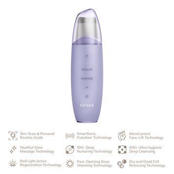 Мікрострумовий скрабер для шкіри та усунення чорних точок GESKE MicroCurrent Skin Scrubber&Blackhead Remover 9в1 purple HB0150 фото