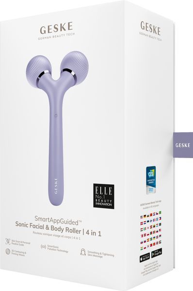 Електронний ультразвуковий ролик для обличчя та тіла GESKE Sonic Facial&Body Roller 4в1 violet HB0039 фото