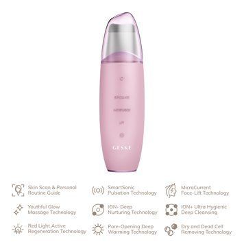 Мікрострумовий скрабер для шкіри та усунення чорних точок GESKE MicroCurrent Skin Scrubber&Blackhead Remover 9в1 pink HB0150 фото