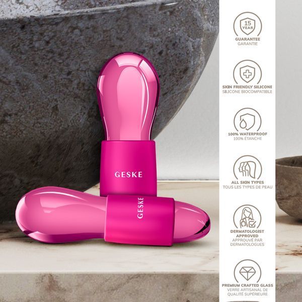 Подвійний масажер для очей GESKE Cool&Warm Duo Eye Massager 7в1 magenta HB0321 фото