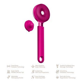 Звукова світлодіодна щітка для всього тіла GESKE Sonic LED Full-Body Brush&Intensive Exfoliator 9в1 magenta HB0387 фото
