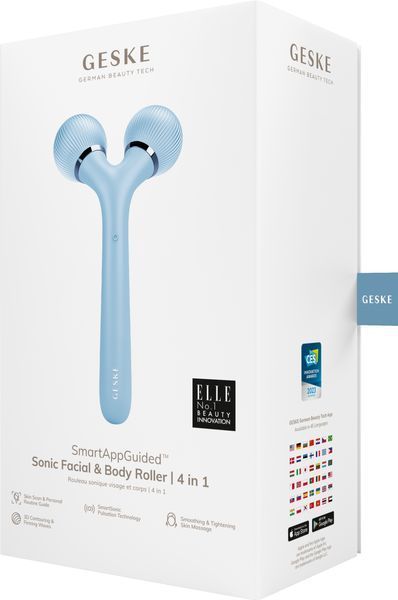 Електронний ультразвуковий ролик для обличчя та тіла GESKE Sonic Facial&Body Roller 4в1 aquamarine HB0039 фото