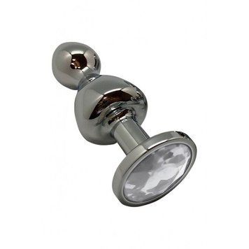 Металева анальна пробка Wooomy Lollypop Double Ball Metal Plug L, діаметр 3,5 см, довжина 10,5 см SO7414 фото