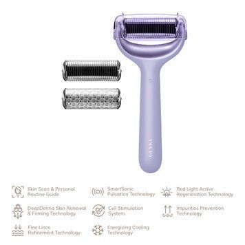 Електронний ролер для обличчя та тіла з мікроголками GESKE MicroNeedle Face&Body Roller 8в1 purple HB0199 фото