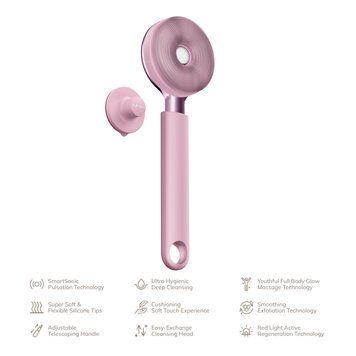 Звукова світлодіодна щітка для всього тіла GESKE Sonic LED Full-Body Brush&Intensive Exfoliator 9в1 pink HB0390 фото