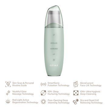 Мікрострумовий скрабер для шкіри та усунення чорних точок GESKE MicroCurrent Skin Scrubber&Blackhead Remover 9в1 green HB0150 фото
