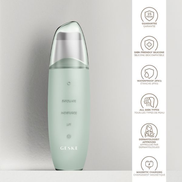Мікрострумовий скрабер для шкіри та усунення чорних точок GESKE MicroCurrent Skin Scrubber&Blackhead Remover 9в1 green HB0145 фото