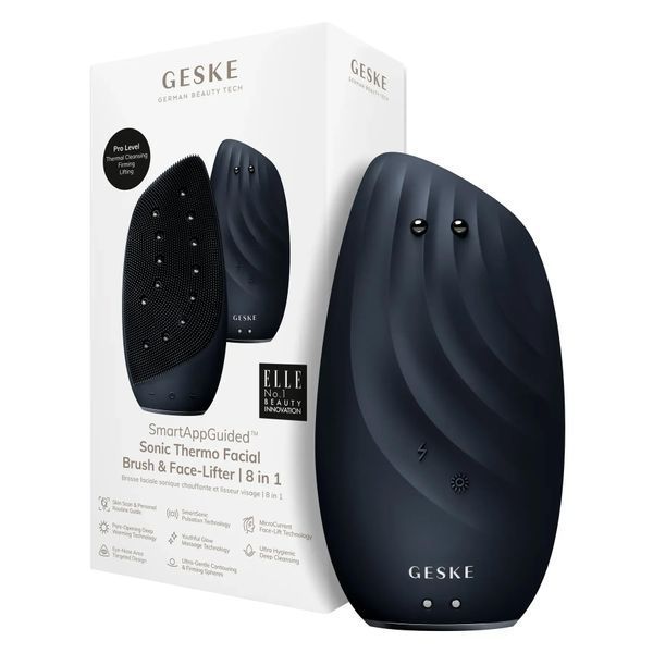 Очищувальна щітка для обличчя GESKE Sonic Thermo Facial Brush&Face-Lifter 8в1 black HB0091 фото