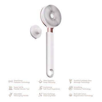 Звукова світлодіодна щітка для всього тіла GESKE Sonic LED Full-Body Brush&Intensive Exfoliator 9в1 starlight HB0392 фото