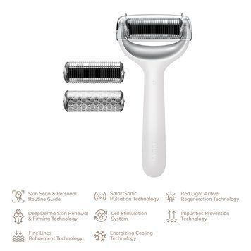Електронний ролер для обличчя та тіла з мікроголками GESKE MicroNeedle Face&Body Roller 8в1 white HB0199 фото