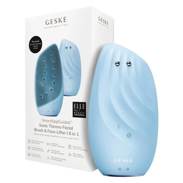 Очищувальна щітка для обличчя GESKE Sonic Thermo Facial Brush&Face-Lifter 8в1 aquamarine HB0094 фото