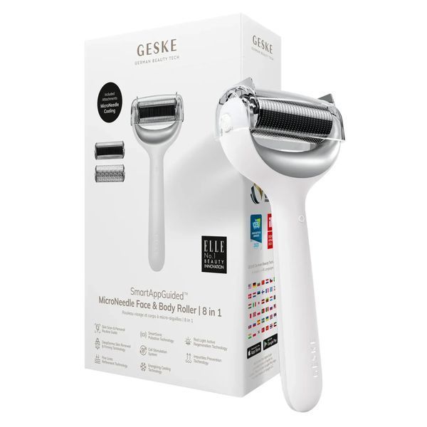 Електронний ролер для обличчя та тіла з мікроголками GESKE MicroNeedle Face&Body Roller 8в1 white HB0199 фото