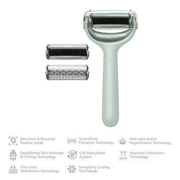 Електронний ролер для обличчя та тіла з мікроголками GESKE MicroNeedle Face&Body Roller 8в1 green HB0199 фото