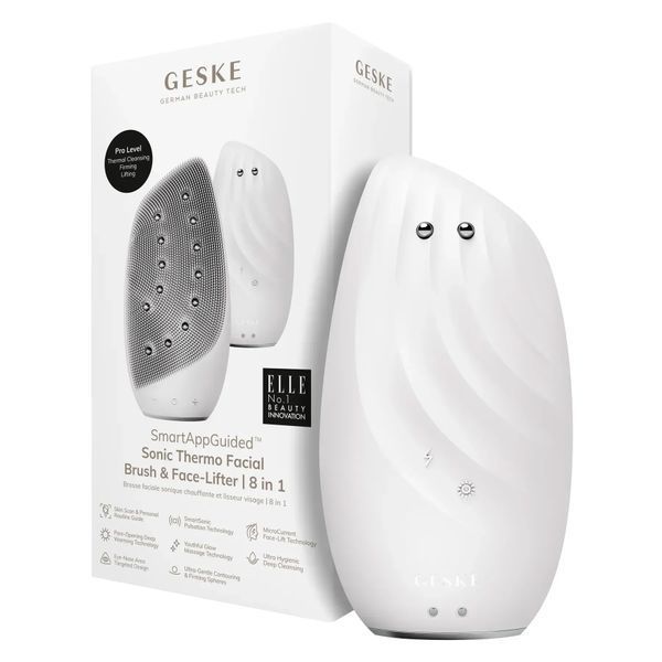 Очищувальна щітка для обличчя GESKE Sonic Thermo Facial Brush&Face-Lifter 8в1 white HB0095 фото