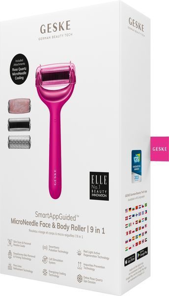 Ролер для голкової мезотерапії обличчя та тіла GESKE MicroNeedle Face&Body Roller 9в1 magenta HB0213 фото