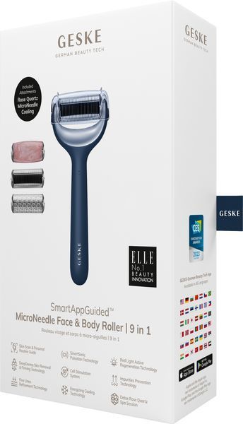 Ролер для голкової мезотерапії обличчя та тіла GESKE MicroNeedle Face&Body Roller 9в1 midnight HB0213 фото