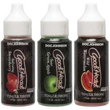 Набір крапель для мінету Doc Johnson GoodHead Tingle Drops, 3х29,5 мл, кавун, зелене яблуко, полуниця SO9853 фото