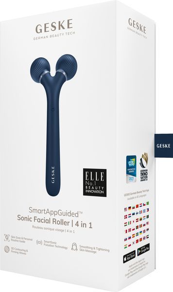 Електронний ультразвуковий ролик для обличчя GESKE Sonic Facial Roller 4в1 midnight HB0184 фото