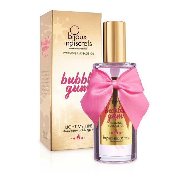 Розігрівальна олія Bijoux Indiscrets Light my Fire &ndash; Strawberry Bubblegum (100 мл) SO9343 фото