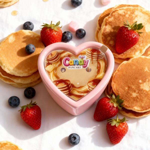 Масажна свічка з ароматом панкейка Candy Pancake у формі серця, 70 мл C384531 фото