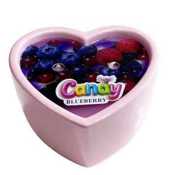Масажна свічка з ароматом чорниці Candy Blueberry у формі серця, 70 мл C386589 фото