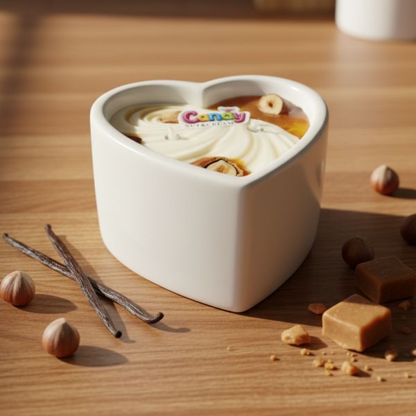 Масажна свічка з ароматом горіхового крему Candy Nut Cream у формі серця, 70 мл C384823 фото