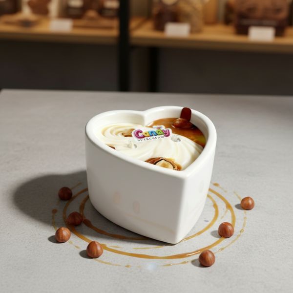 Масажна свічка з ароматом горіхового крему Candy Nut Cream у формі серця, 70 мл C384823 фото