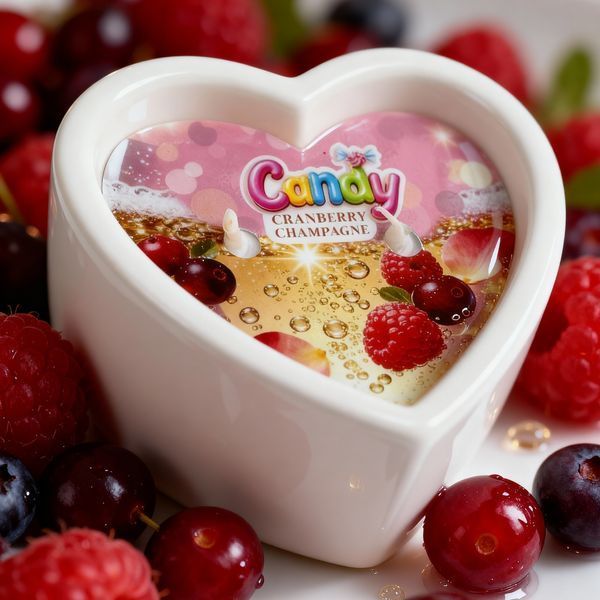 Масажна свічка з ароматом шампанського з журавлиною Candy Cranberry Champagne у формі серця, 70 мл C389510 фото