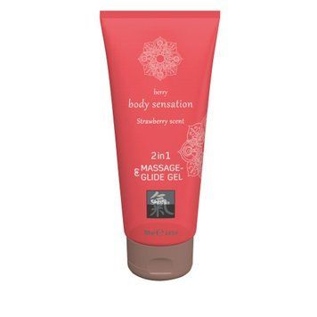Лубрикант та масажне масло 2 в 1 HOT SHIATSU Massage-& Glide gel 2in1 Strawberry scent, 200 мл HOT67071 фото