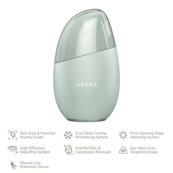 Масажер для обличчя GESKE Cool&Warm Eye and Face Massager 7в1 green HB0292 фото