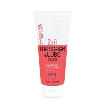 Масажний гель та лубрикант HOT Massage & Glide Gel 2in1 з ароматом полуниці, 200 мл HOT44143 фото