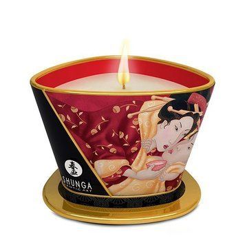 Масажна свічка Shunga Massage Candle &ndash; Sparkling Strawberry Wine (170 мл) з афродизіаками SO2513 фото