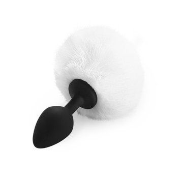 Силіконова анальна пробка М Art of Sex - Silicone Butt plug Rabbit Tail White, діаметр 3,5 см SO6693 фото