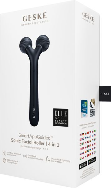 Електронний ультразвуковий ролик для обличчя GESKE Sonic Facial Roller 4в1 black HB0184 фото