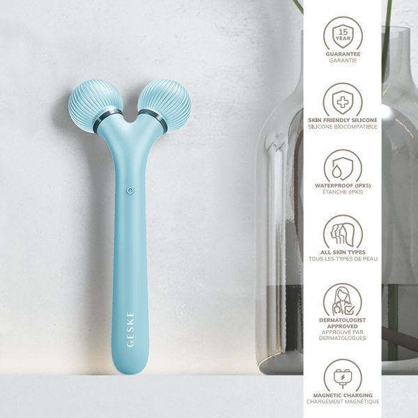 Електронний ультразвуковий ролик для обличчя GESKE Sonic Facial Roller 4в1 turquoise HB0184 фото